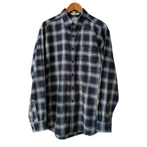 L.L. Bean Men's Plaid Lightweight Flannel Shirt Traditional Fit Size L Blue